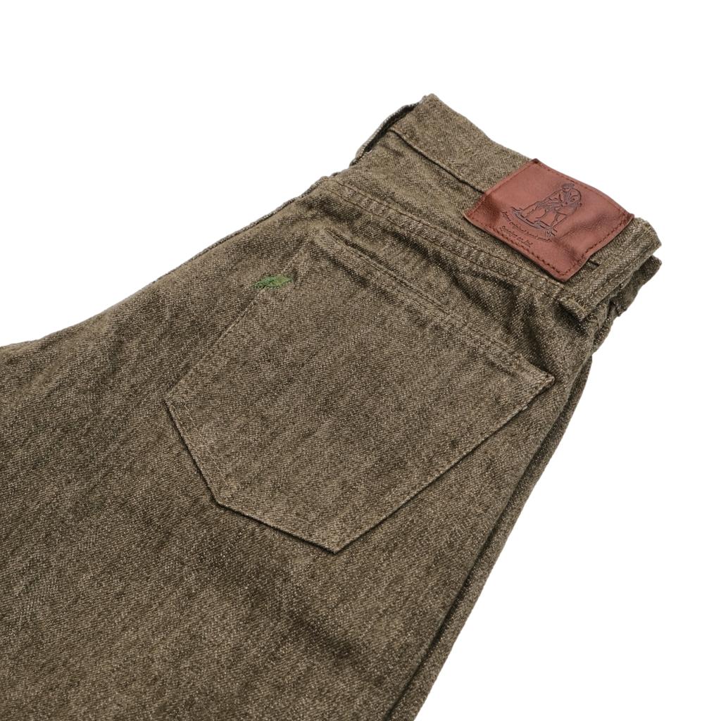 Pure Blue Japan OL-14oz-019 Olive Warp Selvedge Jeans (Relaxed Tapered)