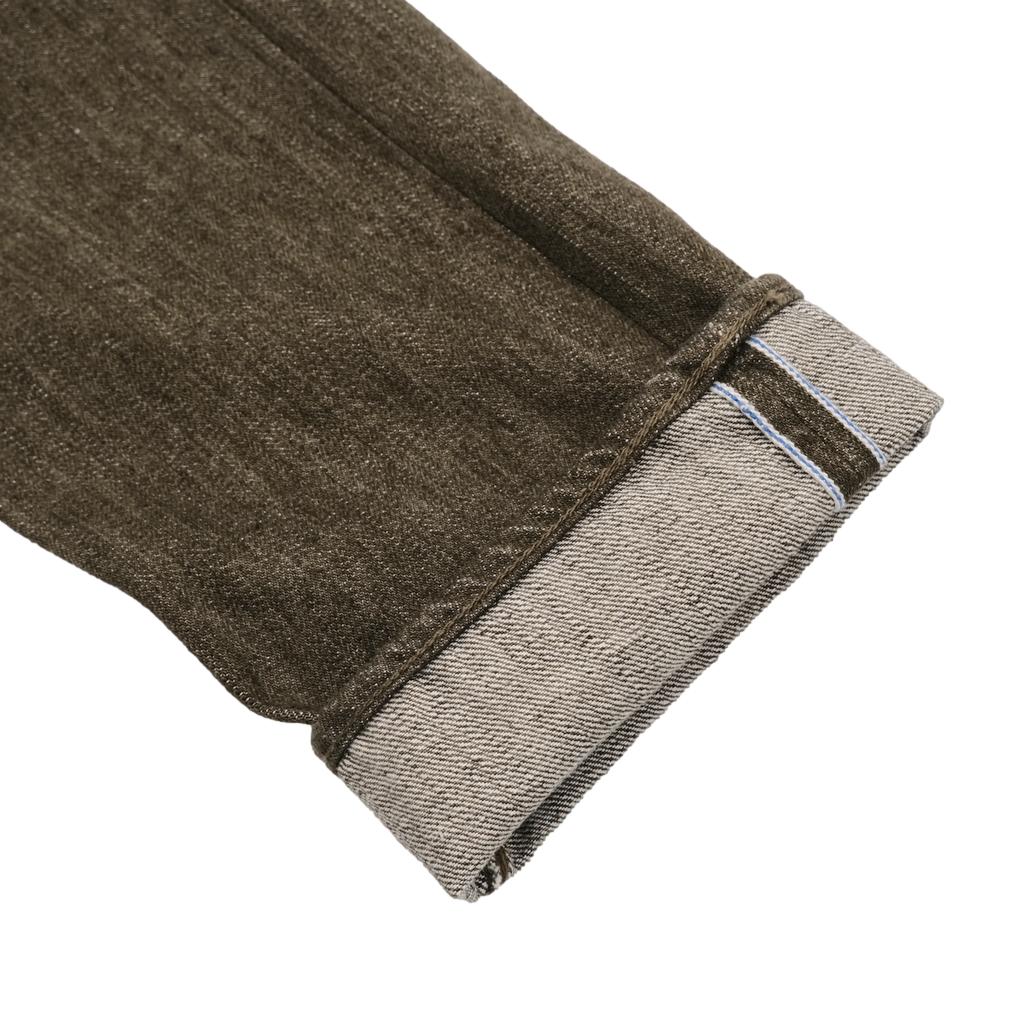 Pure Blue Japan OL-14oz-019 Olive Warp Selvedge Jeans (Relaxed Tapered)