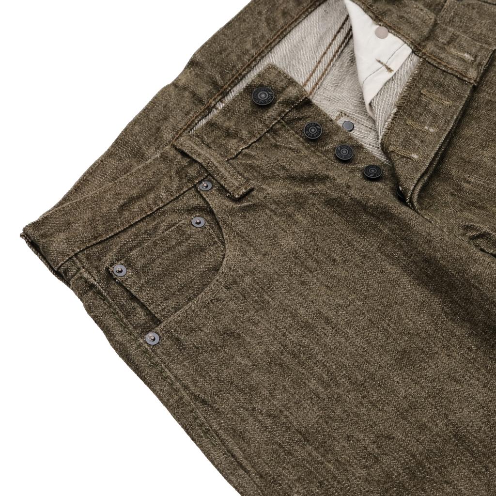 Pure Blue Japan OL-14oz-019 Olive Warp Selvedge Jeans (Relaxed Tapered)