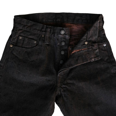 Pure Blue Japan PER-EX-013-BK Black x Kakishibu Selvedge Jeans (Slim Tapered)
