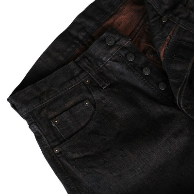 Pure Blue Japan PER-EX-013-BK Black x Kakishibu Selvedge Jeans (Slim Tapered)