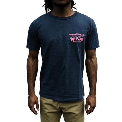 Studio D'Artisan Logo Print Tee (Navy) - Okayama Denim
