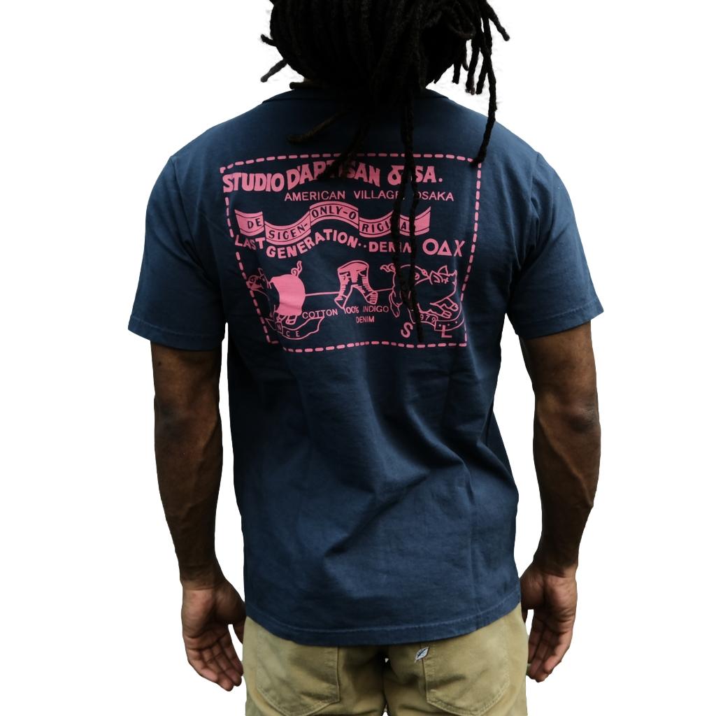 Studio D'Artisan Logo Print Tee (Navy) - Okayama Denim