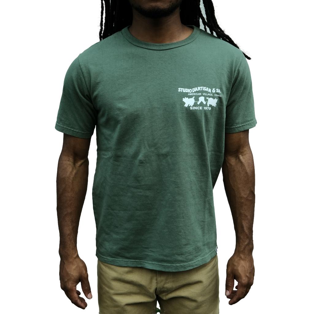 Studio D'Artisan Logo Print Tee (Green) - Okayama Denim