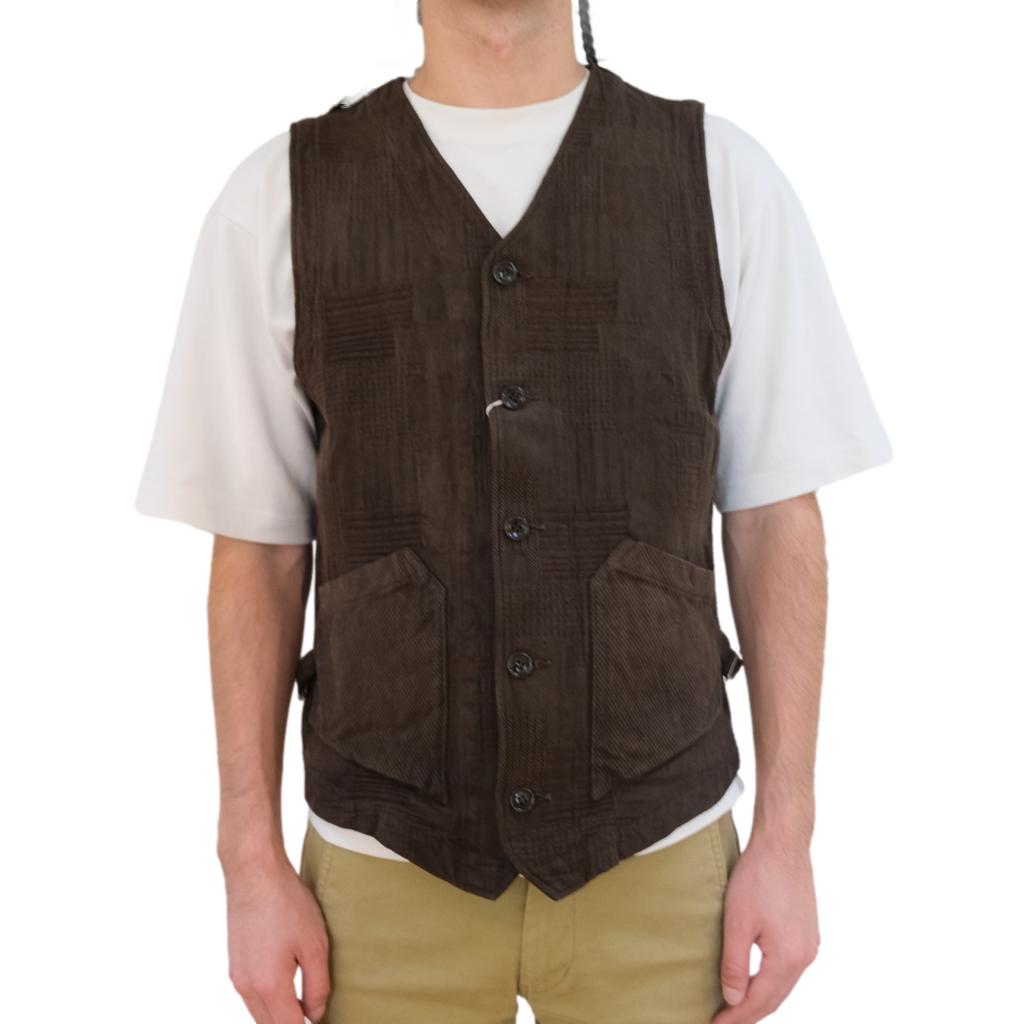 Studio D'Artisan "Amami Dorozome" Boro Jacquard Vest (Dark Brown)