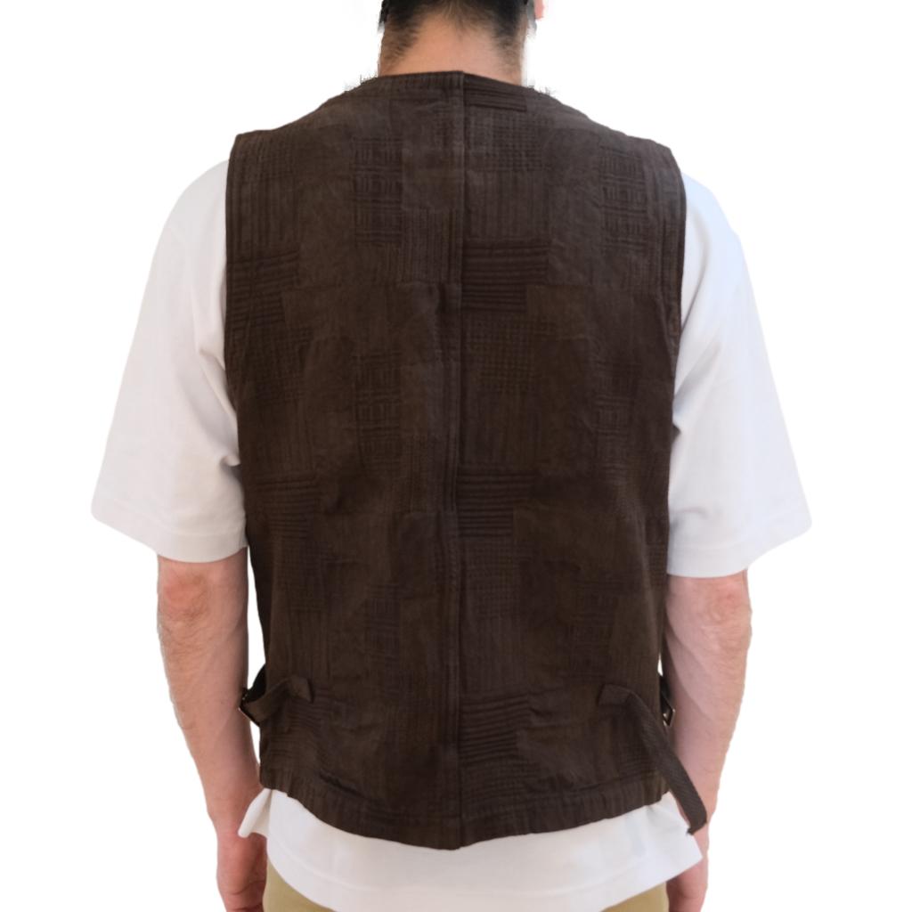 Studio D'Artisan "Amami Dorozome" Boro Jacquard Vest (Dark Brown)