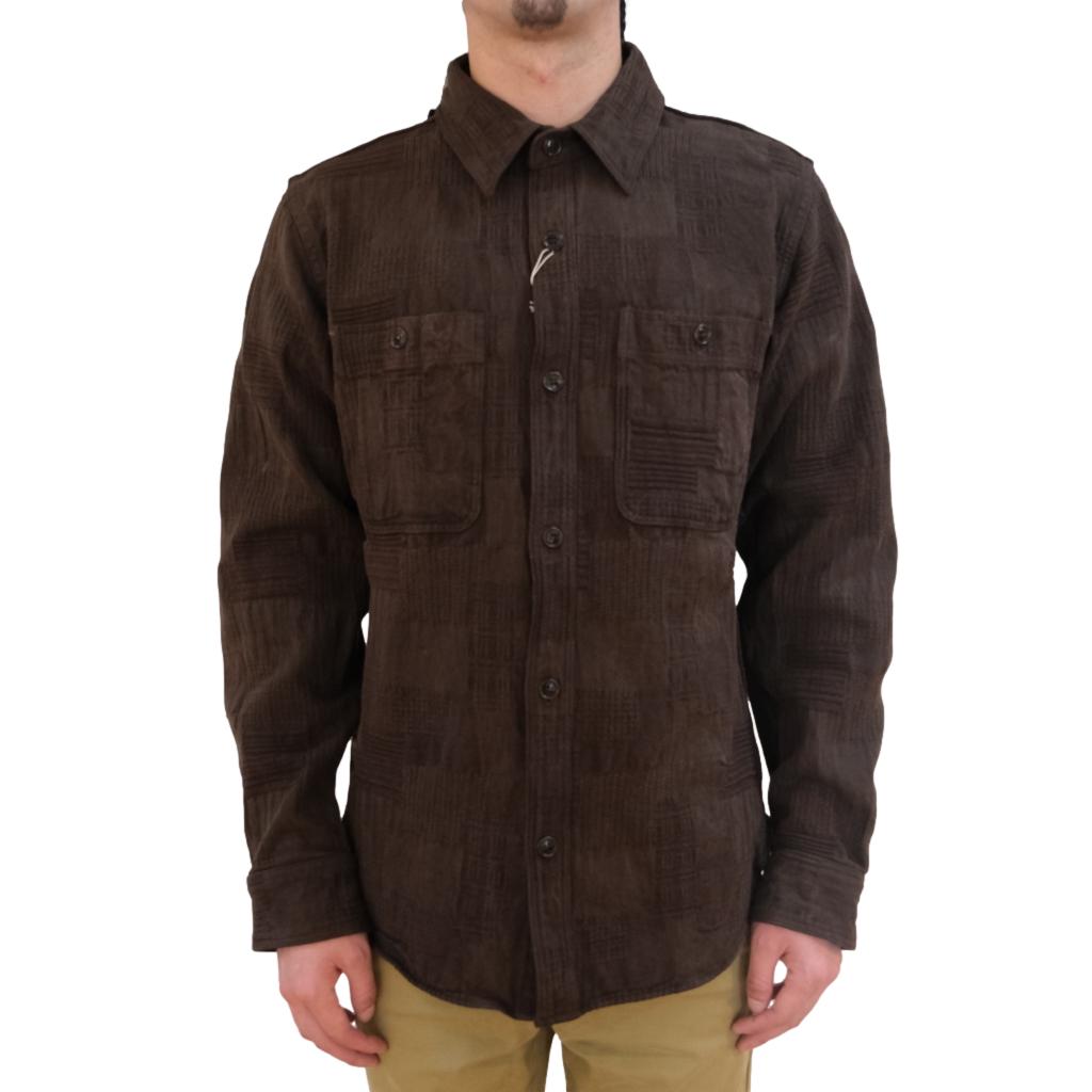 Studio D'Artisan "Amami Dorozome" Boro Jacquard Shirt (Dark Brown)