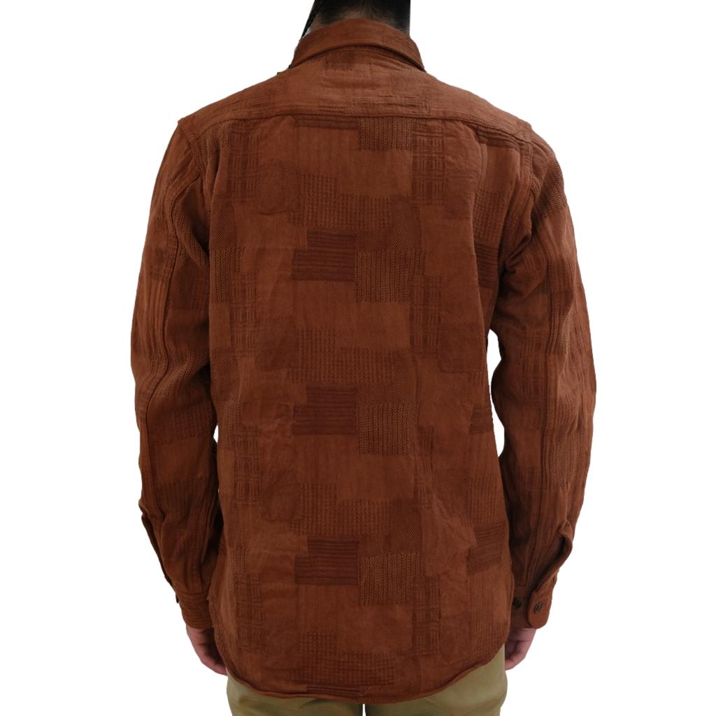 Studio D'Artisan "Amami Dorozome" Boro Jacquard Shirt (Brown)