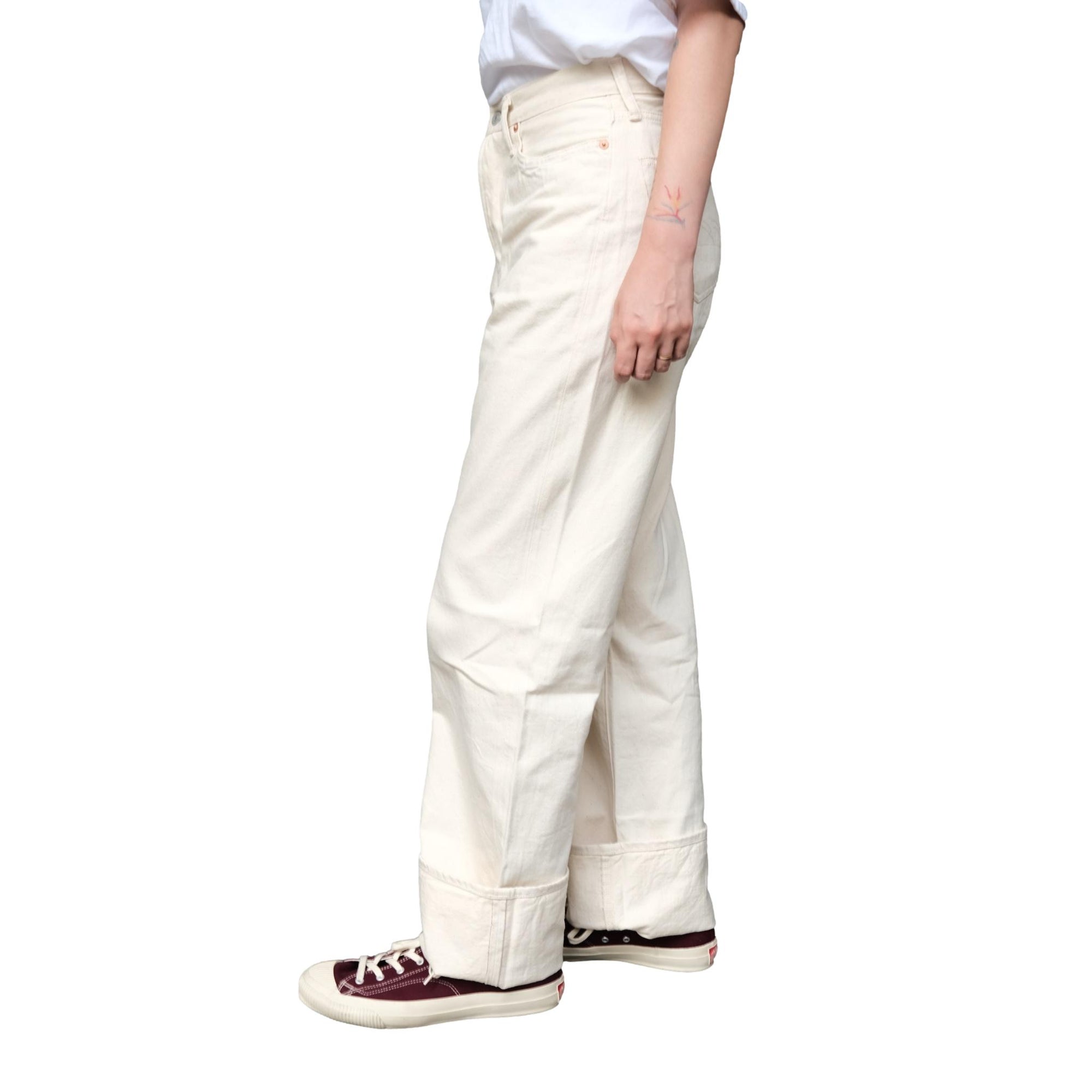 [Women's] Studio D'Artisan Ecru Selvedge Jeans (Wide Straight)