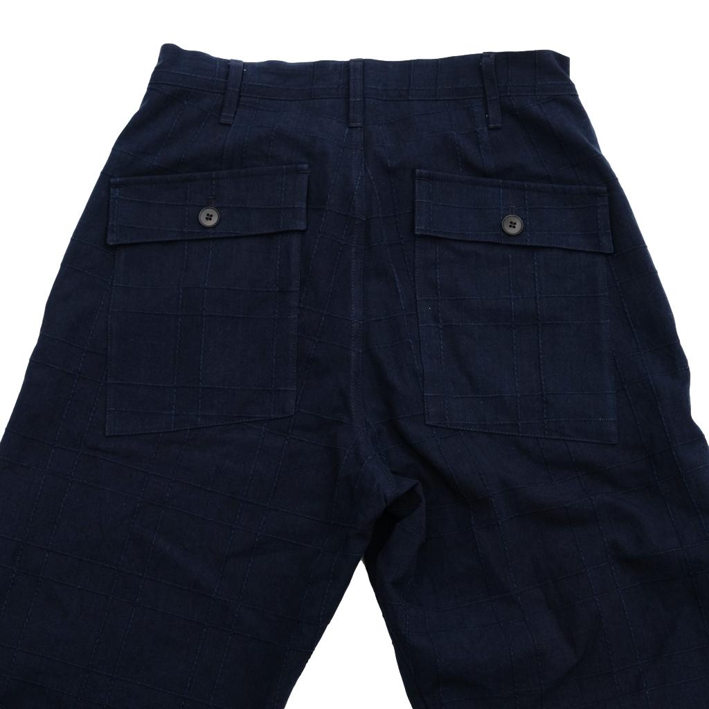 Samurai Jeans SJAP26-ARS Natural Indigo Lattice Sashiko Work Pants (Wide Straight)