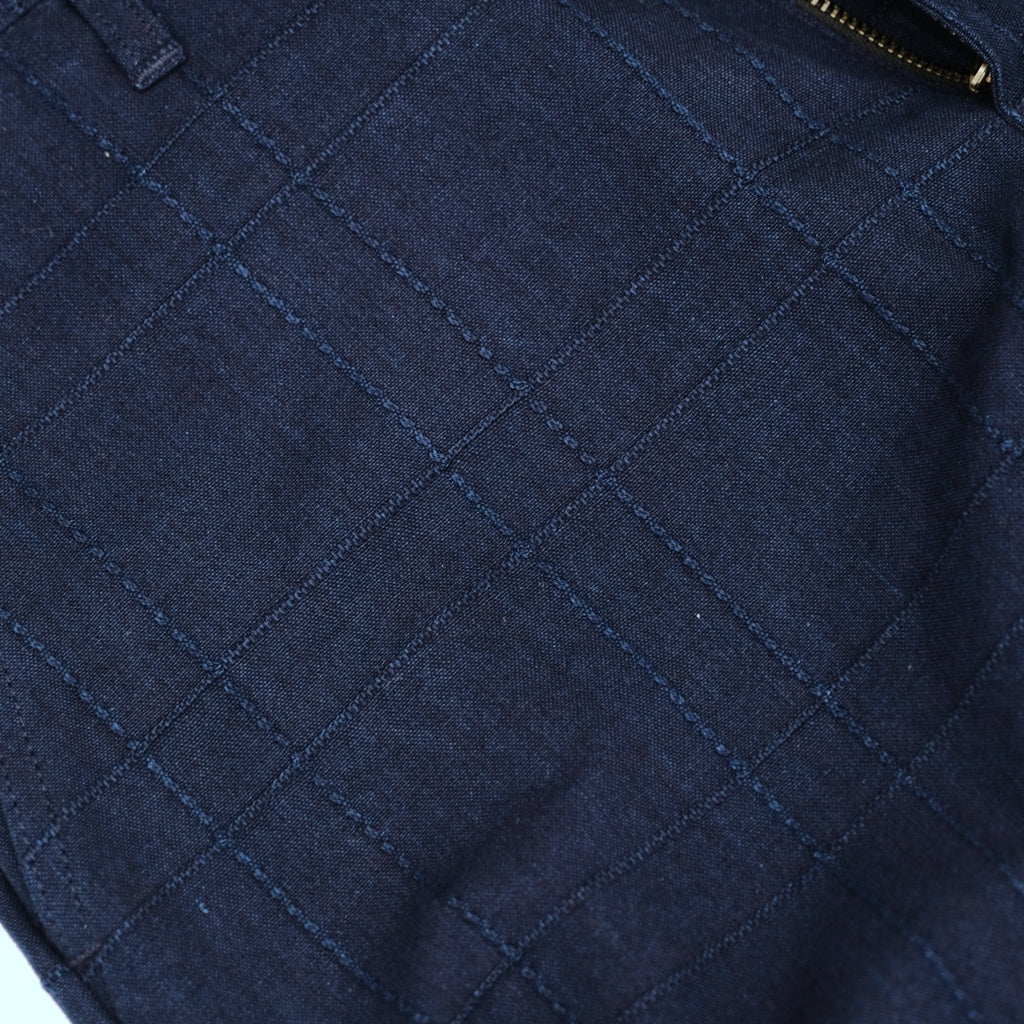 Samurai Jeans SJAP26-ARS Natural Indigo Lattice Sashiko Work Pants (Wide Straight)