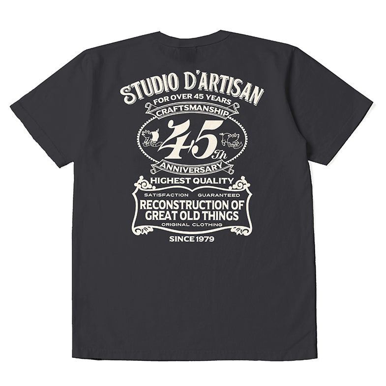Studio D'Artisan 45th Anniversary Logo Print Tee Okayama Denim