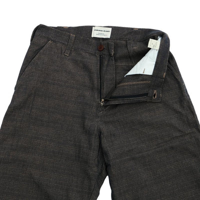 Samurai Jeans SJAP26-KSK "Ai-Madara" Natural Indigo x Brown Sashiko Work Pants (Wide Straight)
