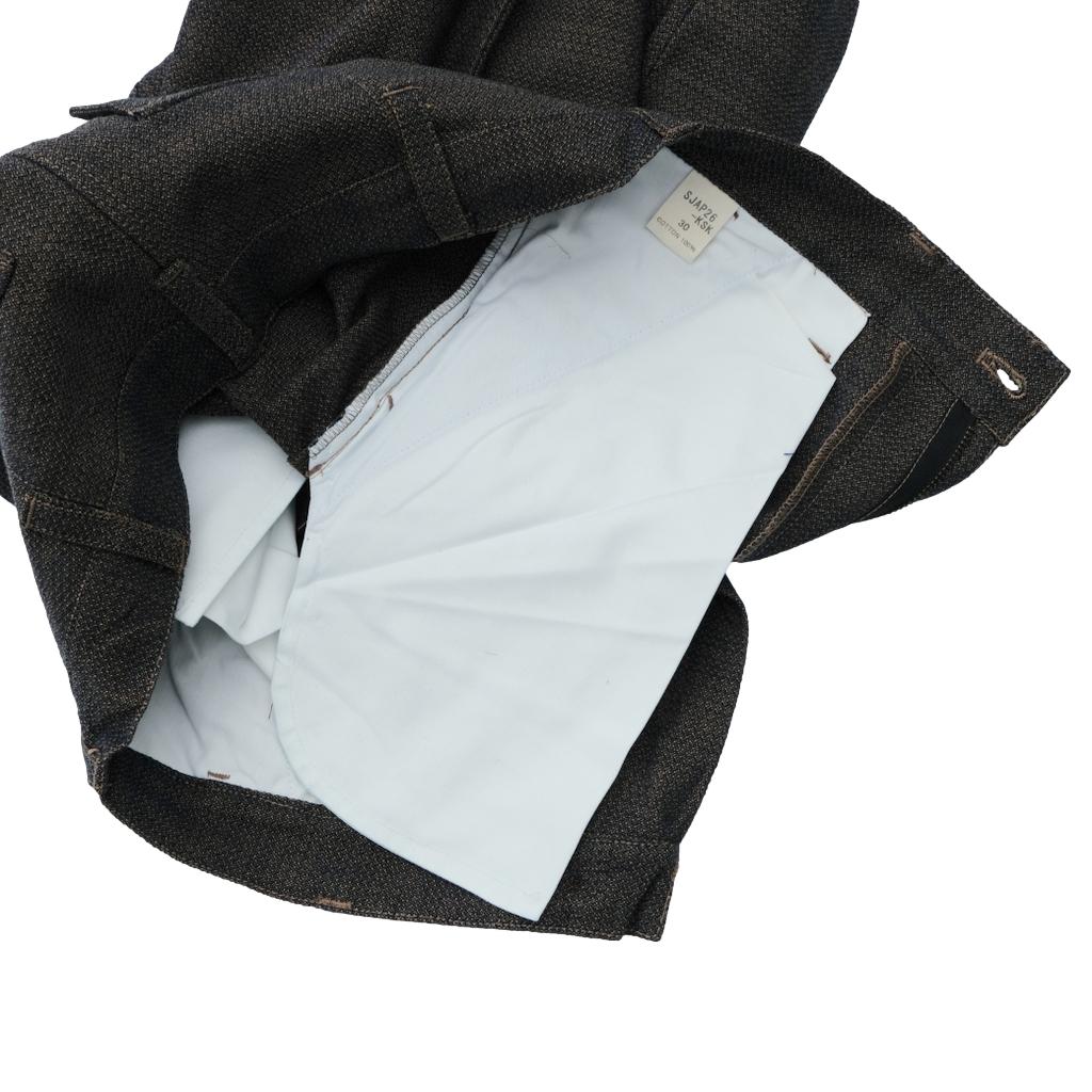 Samurai Jeans SJAP26-KSK "Ai-Madara" Natural Indigo x Brown Sashiko Work Pants (Wide Straight)
