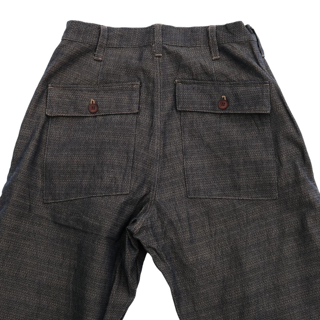 Samurai Jeans SJAP26-KSK "Ai-Madara" Natural Indigo x Brown Sashiko Work Pants (Wide Straight)
