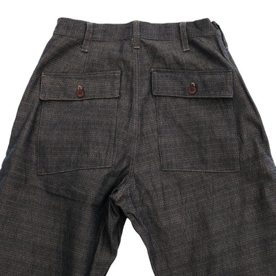 Samurai Jeans SJAP26-KSK "Ai-Madara" Natural Indigo x Brown Sashiko Work Pants (Wide Straight)