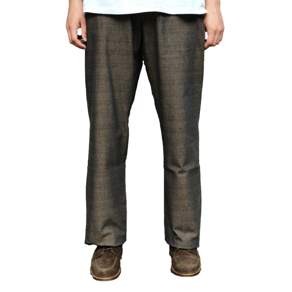Samurai Jeans SJAP26-KSK "Ai-Madara" Natural Indigo x Brown Sashiko Work Pants (Wide Straight)