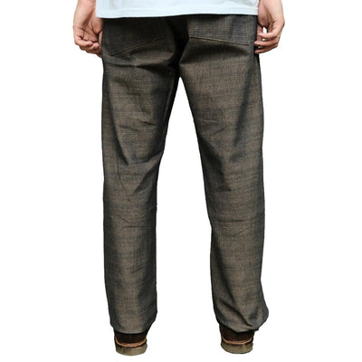Samurai Jeans SJAP26-KSK "Ai-Madara" Natural Indigo x Brown Sashiko Work Pants (Wide Straight)