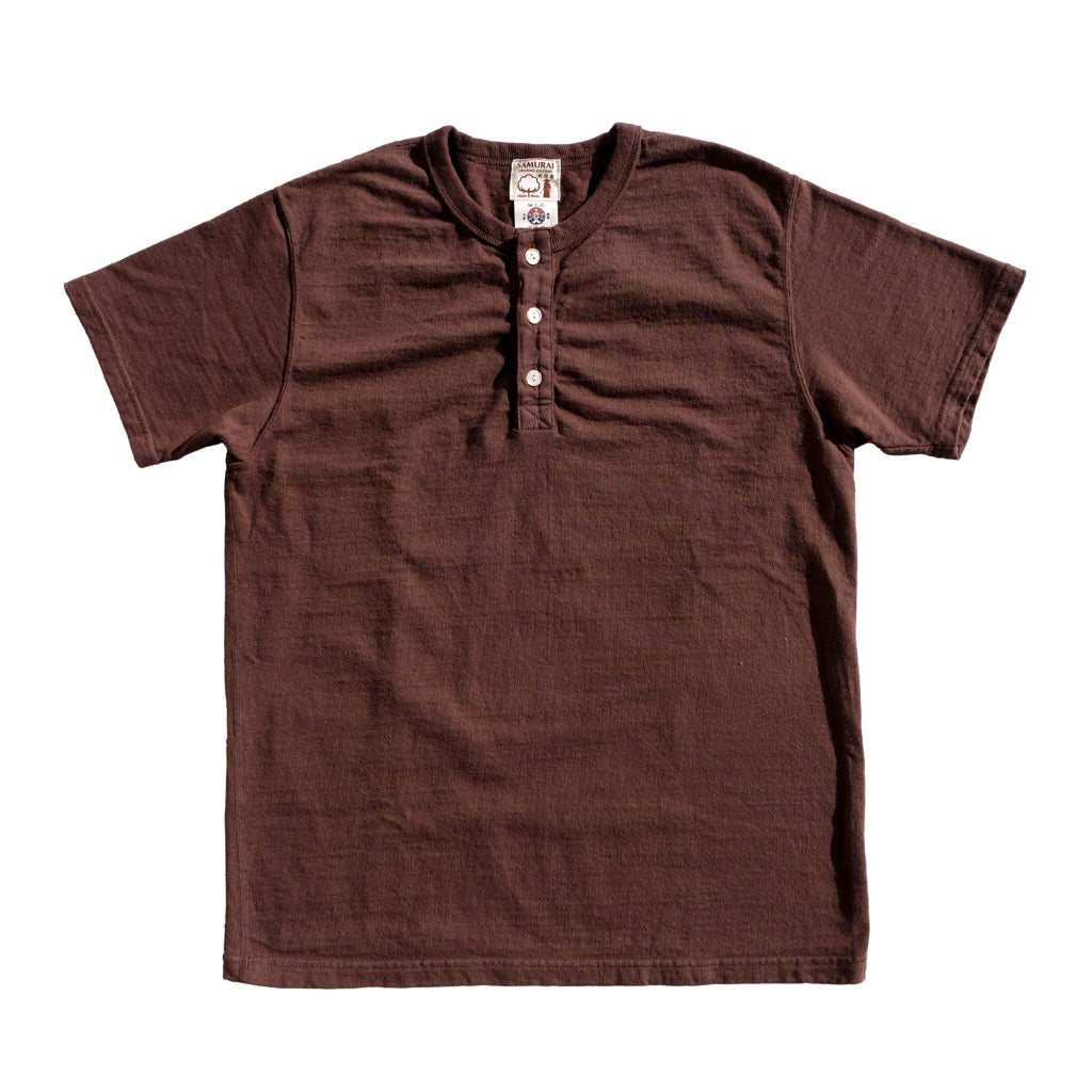 Samurai Jeans SJST-SC02 Organic Cotton Henley (Dark Chestnut