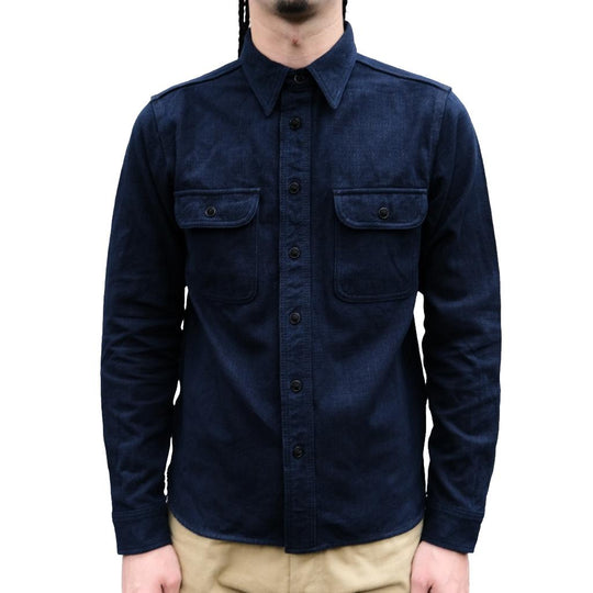 Samurai Jeans SAK24-01 Natural Indigo x Black Sashiko Work Shirt