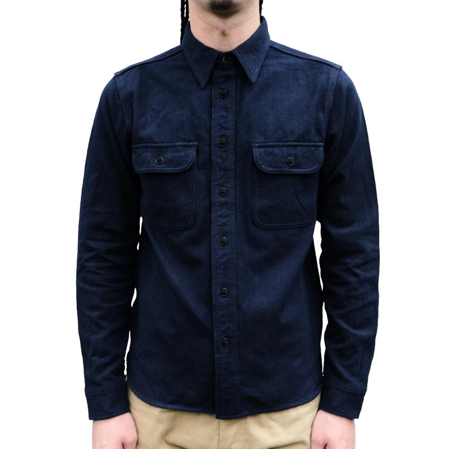Samurai Jeans SAK24-01 Natural Indigo x Black Sashiko Work Shirt