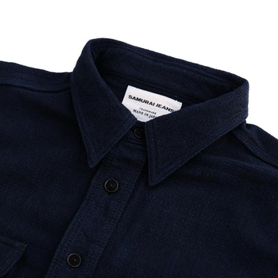 Samurai Jeans SAK24-01 Natural Indigo x Black Sashiko Work Shirt