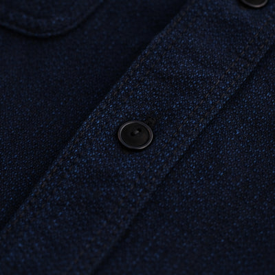 Samurai Jeans SAK24-01 Natural Indigo x Black Sashiko Work Shirt