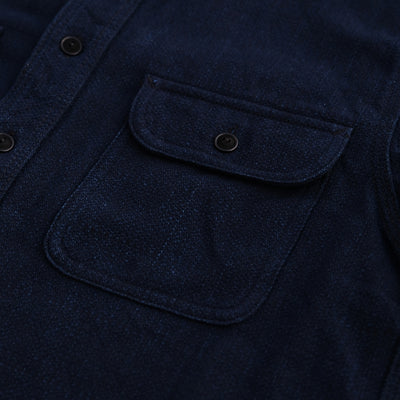 Samurai Jeans SAK24-01 Natural Indigo x Black Sashiko Work Shirt