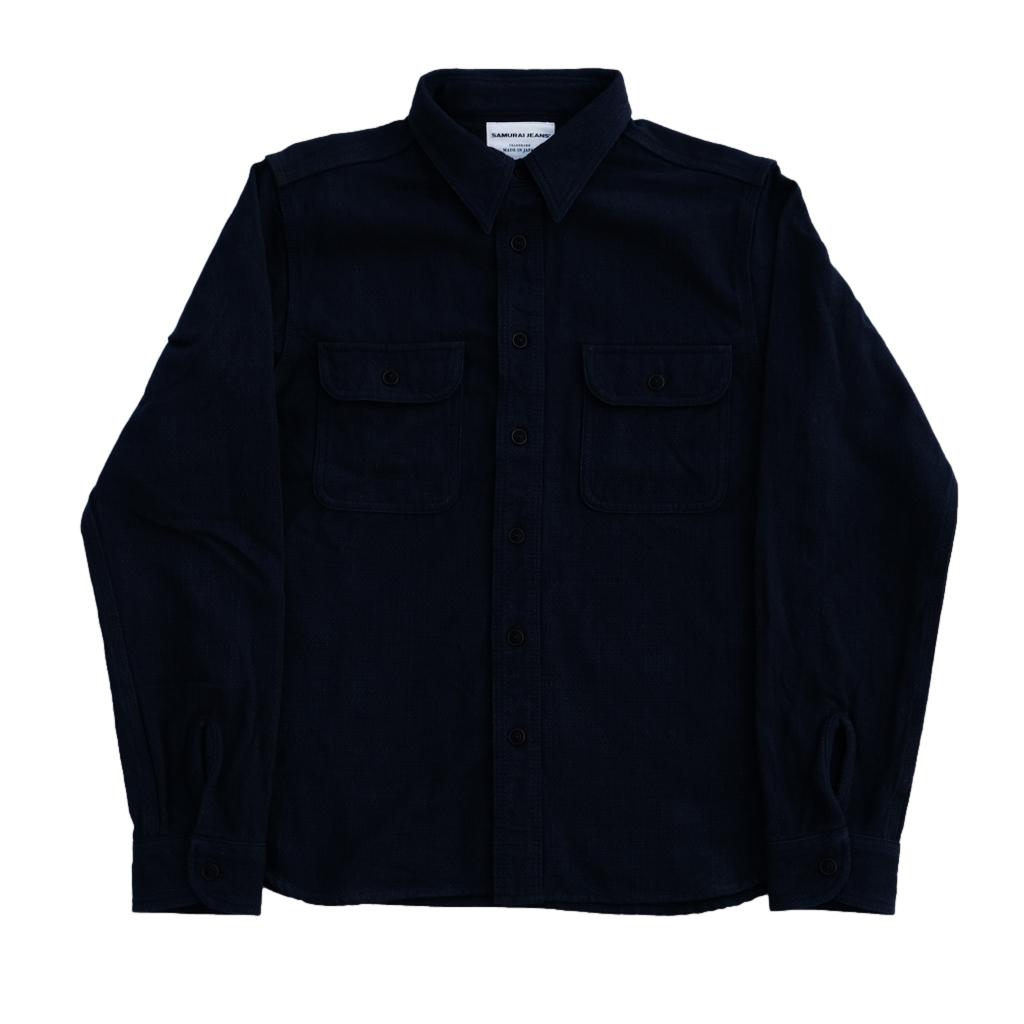 Samurai Jeans SAK24-01 Natural Indigo x Black Sashiko Work Samurai Jeans SAK24-01 Natural Indigo x Black Sashiko Work