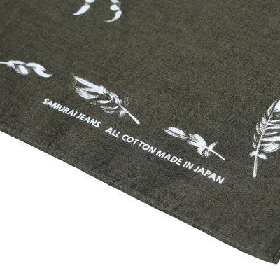 Samurai Jeans "Yatagarasu" Selvedge Bandana (Olive)