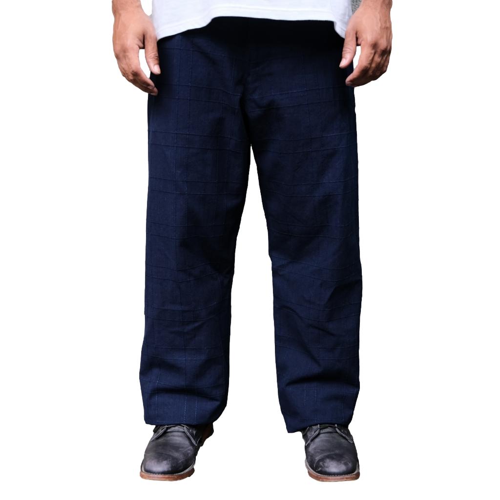 Samurai Jeans SJAP26-ARS Natural Indigo Lattice Sashiko Work Pants (Wide Straight)