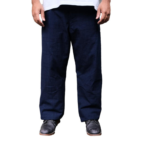 Samurai Jeans SJAP26-ARS Natural Indigo Lattice Sashiko Work Pants (Wide Straight)