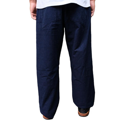 Samurai Jeans SJAP26-ARS Natural Indigo Lattice Sashiko Work Pants (Wide Straight)