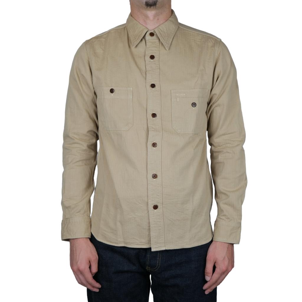 Samurai SJCBS24-HB Selvedge Herringbone Work Shirt (Beige)