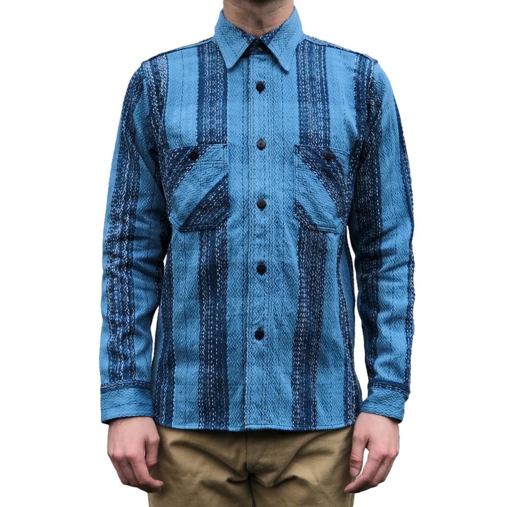 Samurai Jeans SKN24-01 Natural Indigo Sashiko Rain Kasuri