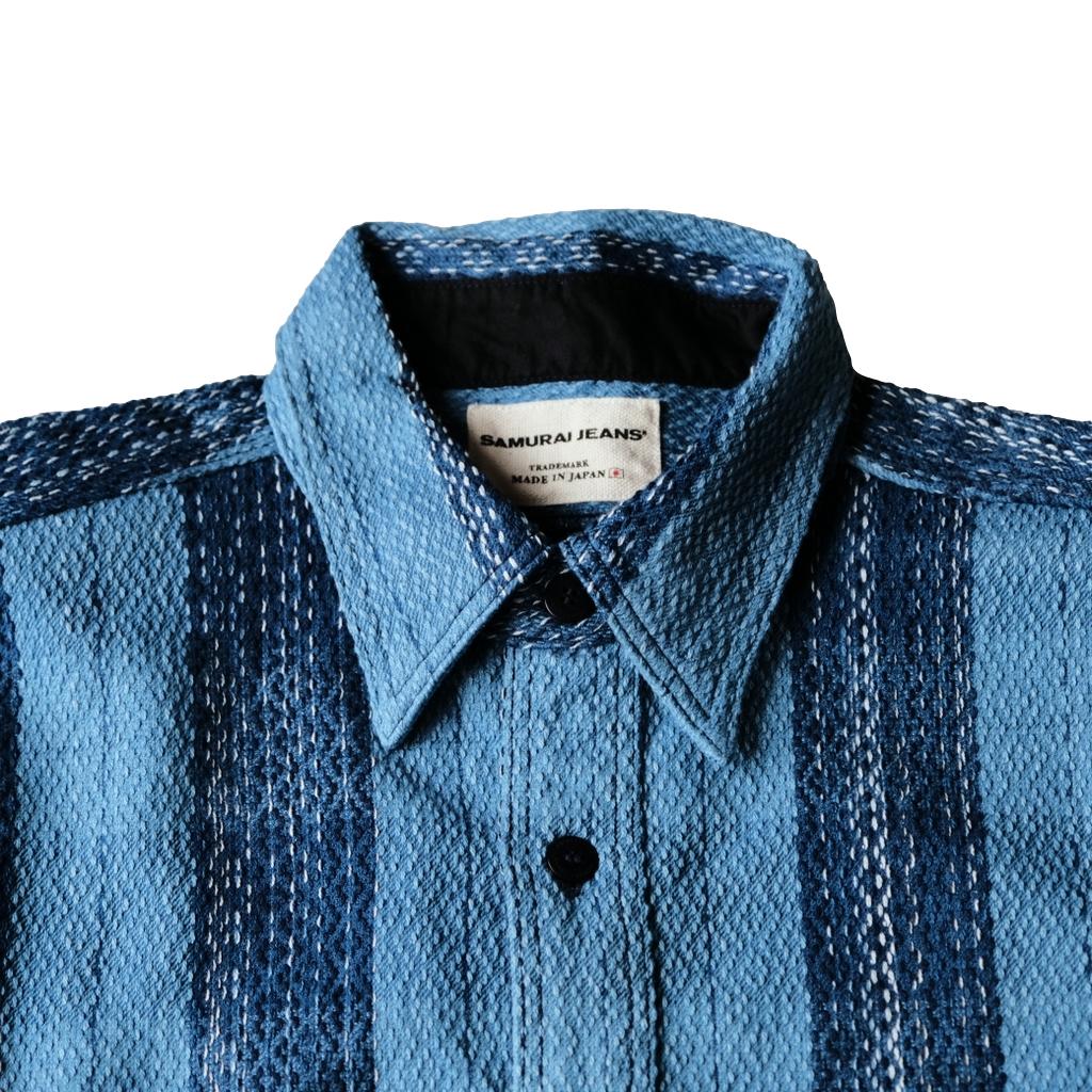 Samurai Jeans SKN24-01 Natural Indigo Sashiko Rain Kasuri