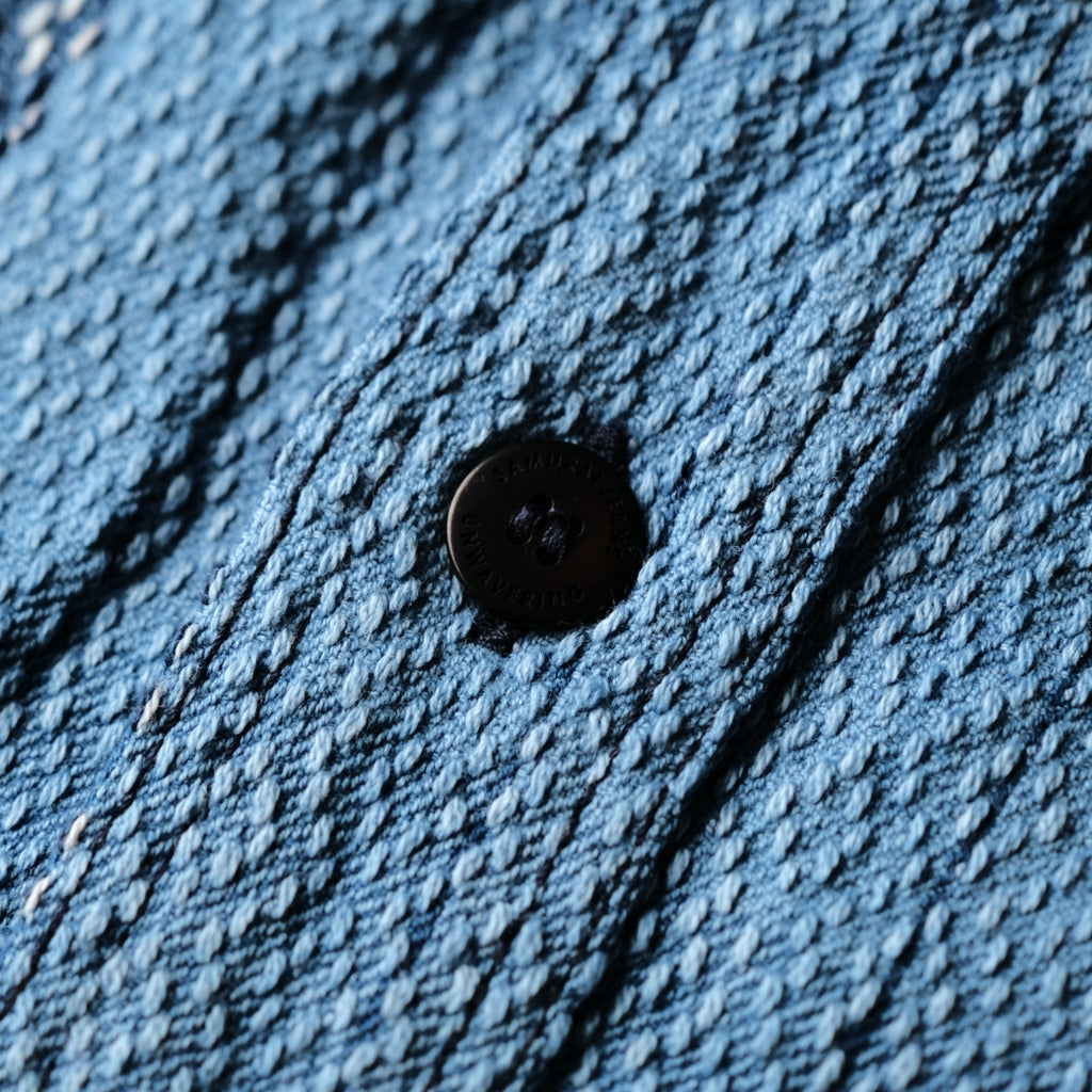 Samurai Jeans SKN24-01 Natural Indigo Sashiko Rain Kasuri