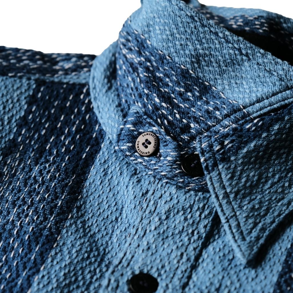 Samurai Jeans SKN24-01 Natural Indigo Sashiko Rain Kasuri