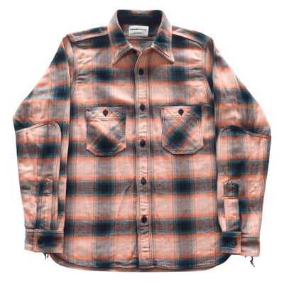 Samurai Jeans SIN25-01 Heavyweight Rope Dyed Indigo Flannel Shirt (Pink)