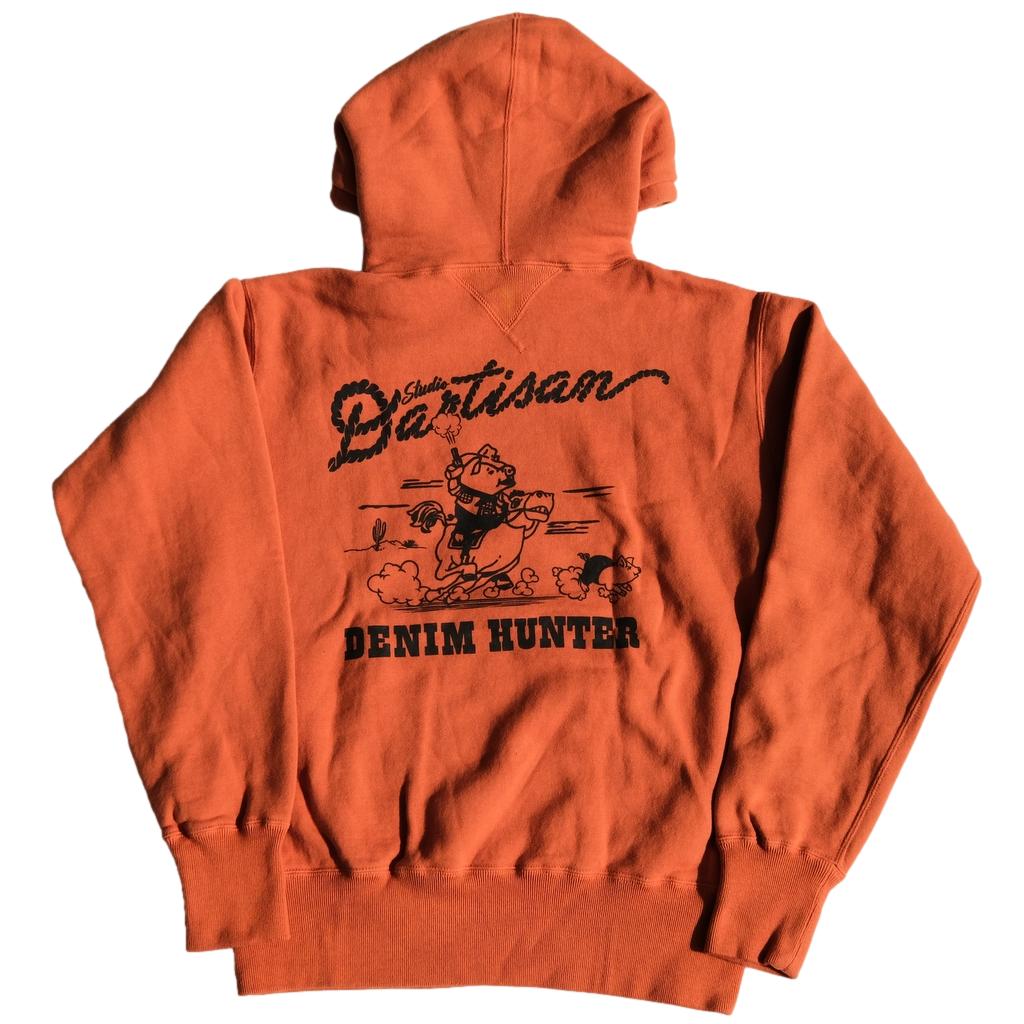 Studio D'Artisan "Denim Hunter" Logo Print Hoodie (Orange)