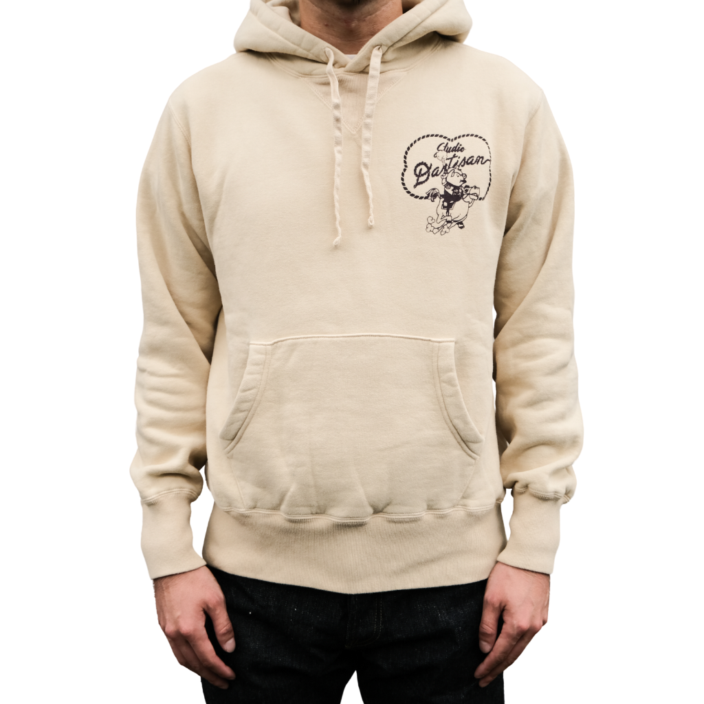 Studio D'Artisan "Denim Hunter" Logo Print Hoodie (Ivory) - Okayama Denim