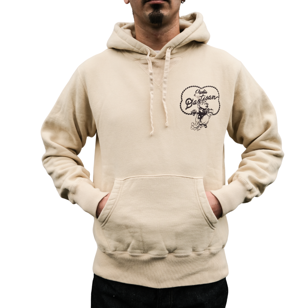Studio D'Artisan "Denim Hunter" Logo Print Hoodie (Ivory) - Okayama Denim