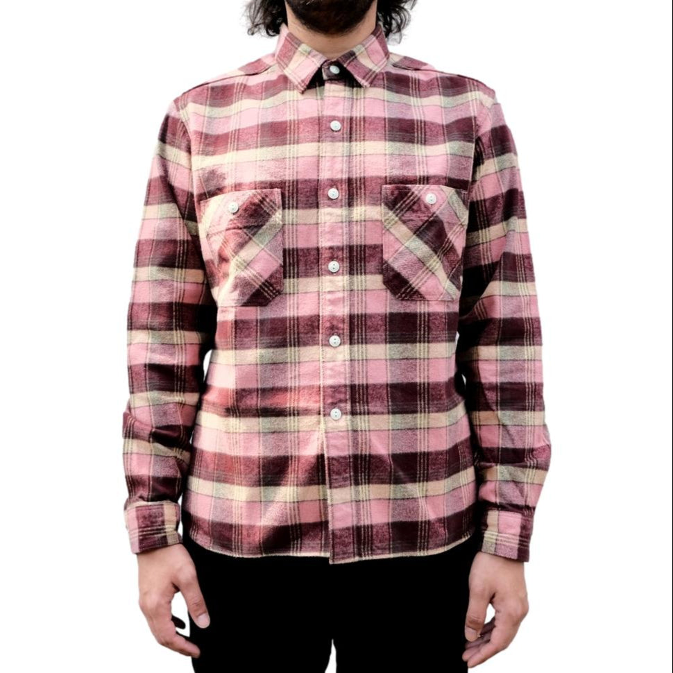 Studio D'Artisan No.8 Heavyweight Check Flannel Shirt (Red)