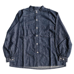 Women's] Studio D'Artisan Denim Band Collar Shirt - Okayama