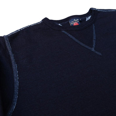 Studio D'Artisan Indigo Dyed Logo Print Crewneck Sweatshirt