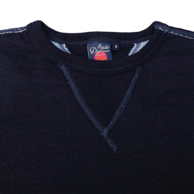 Studio D'Artisan Indigo Dyed Logo Print Crewneck Sweatshirt