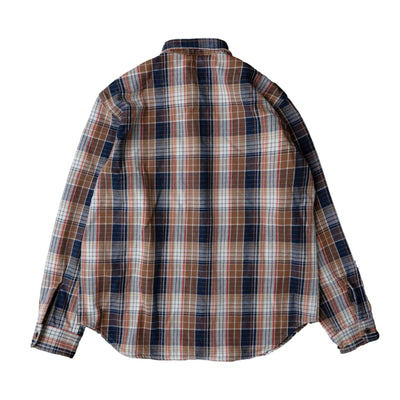 Big John Heavyweight Rope Dyed Indigo Check Flannel Work Shirt (Red)