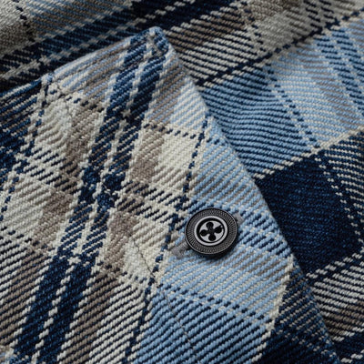 Big John Heavyweight Rope Dyed Indigo Check Flannel Work Shirt (Blue)