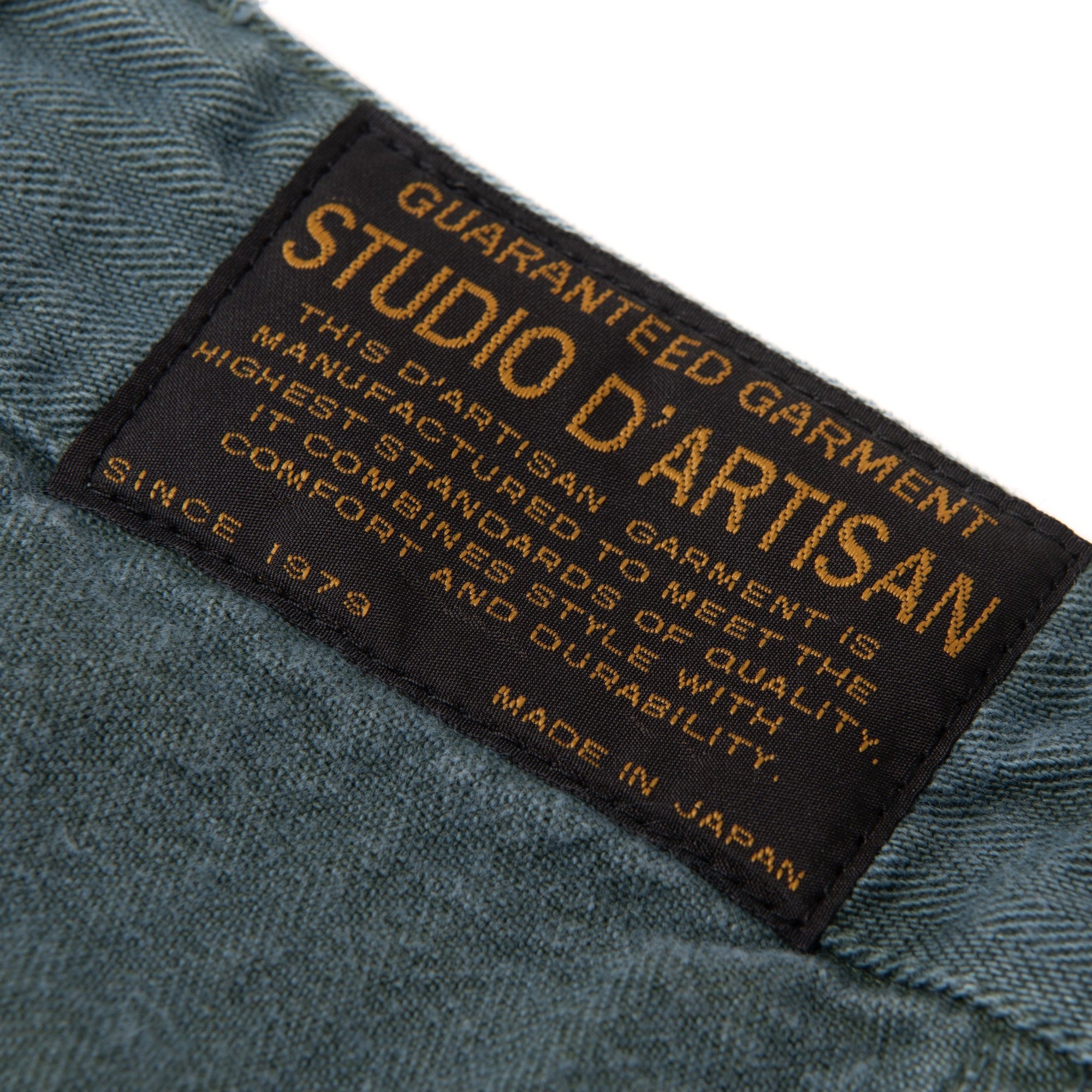 [Pre-Order] Studio D'Artisan "Indigo Green" Herringbone Baker Pants
