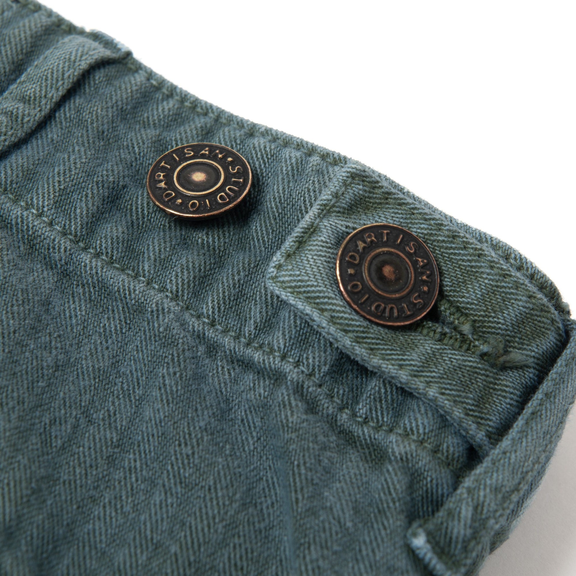 [Pre-Order] Studio D'Artisan "Indigo Green" Herringbone Baker Pants